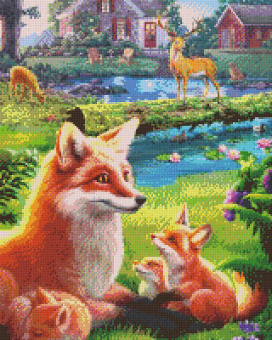 Fox Family Sixteen [16] Baseplates PixelHobby Mini-mosaic Art Kit